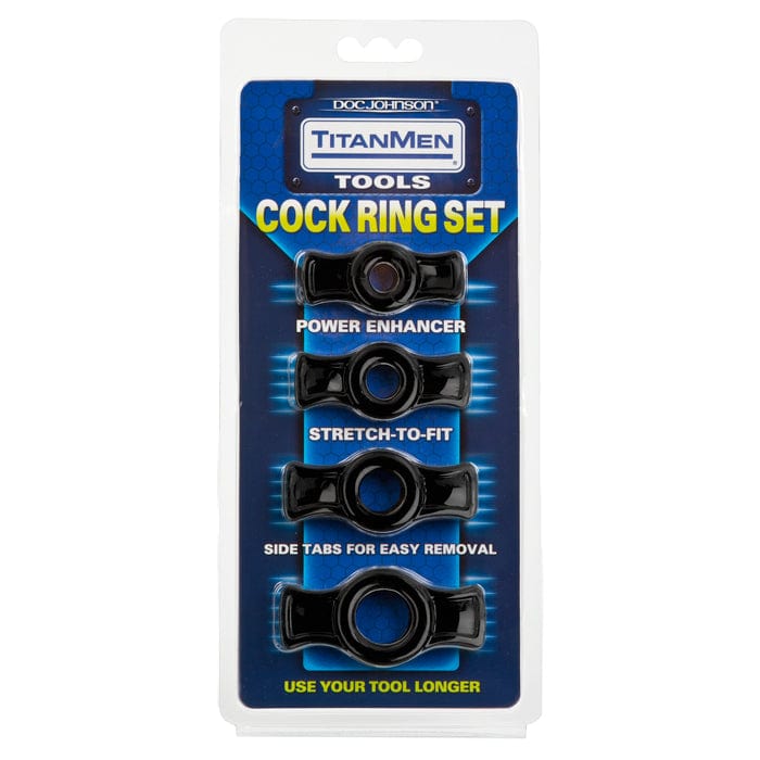 Doc Johnson's Premium TitanMen Black Cock Ring Set for Enhanced Performance