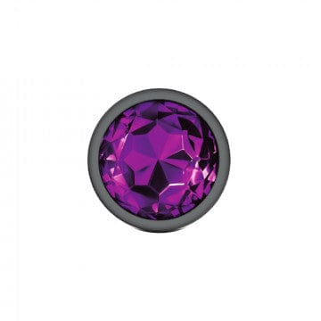 Alluring Gunmetal Grey and Purple Gemstone - Adorned Cheeky Charms Metal Butt Plug for Anal Pleasure