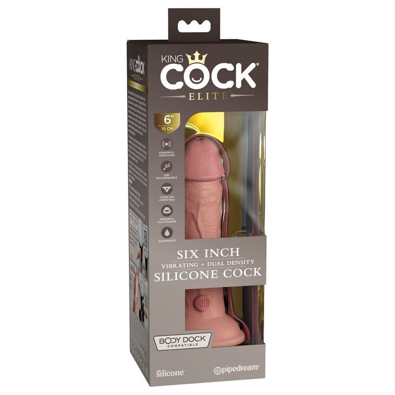 Pipedream Products King Cock Elite 6-Inch Vibrating Silicone Male Sex Toy with Lighting Function