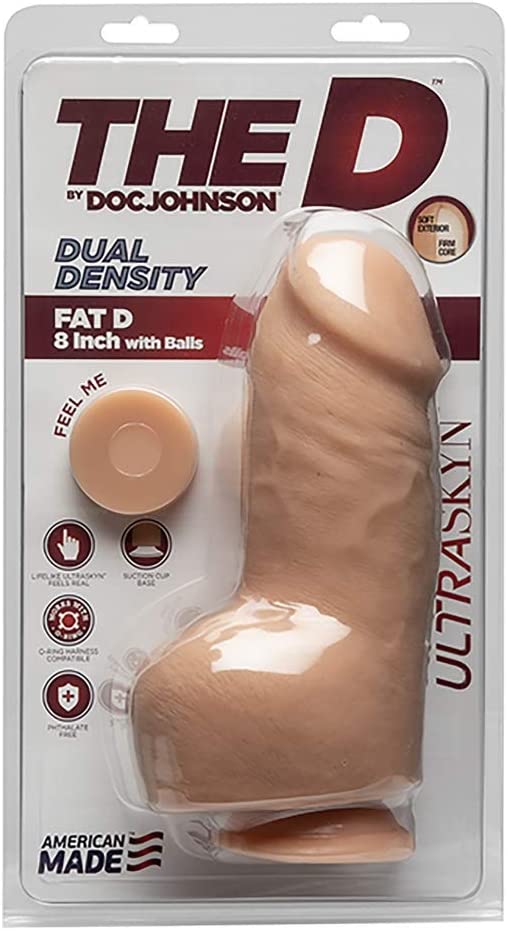 Doc Johnson's The D Dual Density Fat 8-Inch Dildo with Balls for Unmatched Pleasure