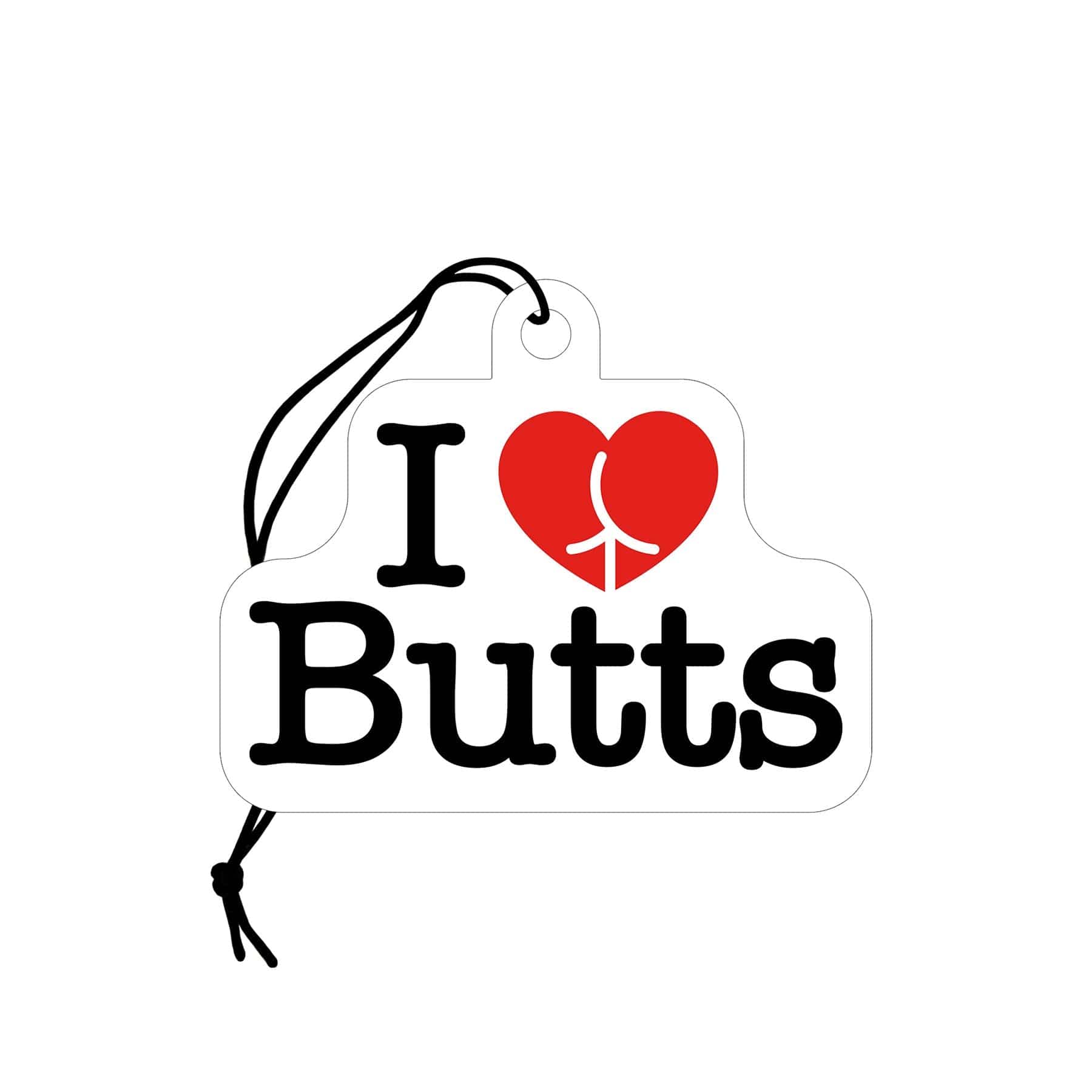 Wood Rocket Brand Novelty Air Freshener with I Love Butts Design and Fresh Apple Scent