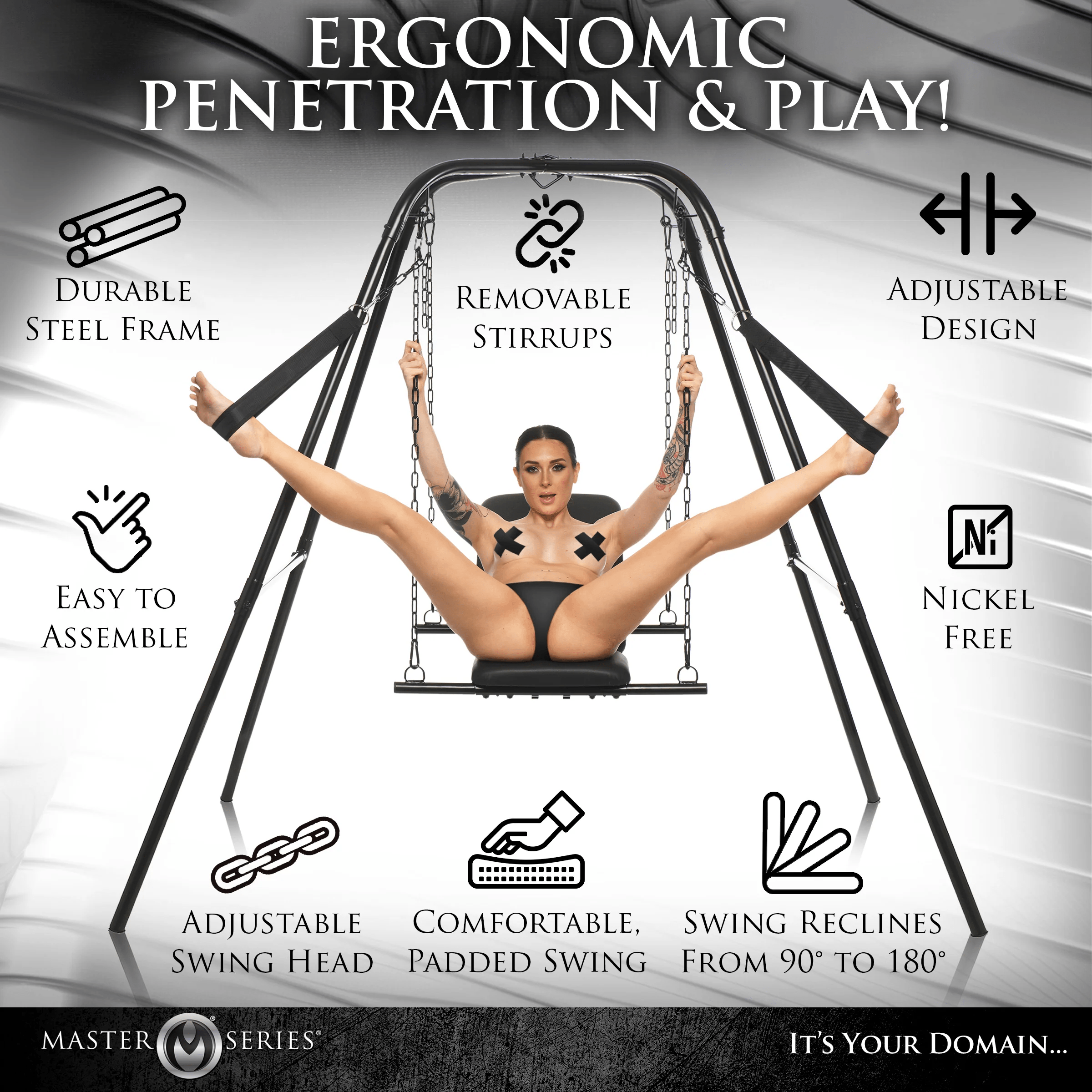 Premium Master Series Adjustable Sex Sling Throne with Sturdy Stand