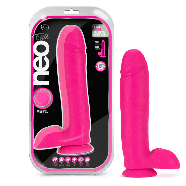 Blush Neo Elite 10-Inch Realistic Dual Density Male Genital Replica Dildo with Testicles