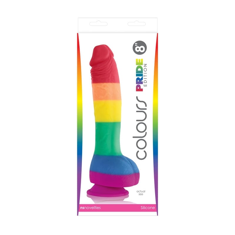 NS Novelties Colorful Pride Edition 8-Inch Rainbow Adult Sex Dildo for Versatile Play