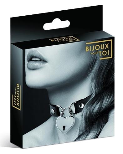 Bijoux Pour Toi Black Heart Padlock Style Choker Necklace for Fashion Lovers