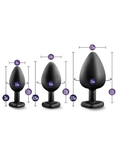 Gorgeous Blush Luxe Black Anal Training Kit with Sparkling Rainbow Gemstone Bling Plugs