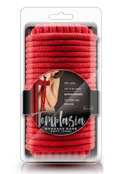 32-Foot Long Blush Temptasia Red Cotton Bondage Rope for Sensual Play