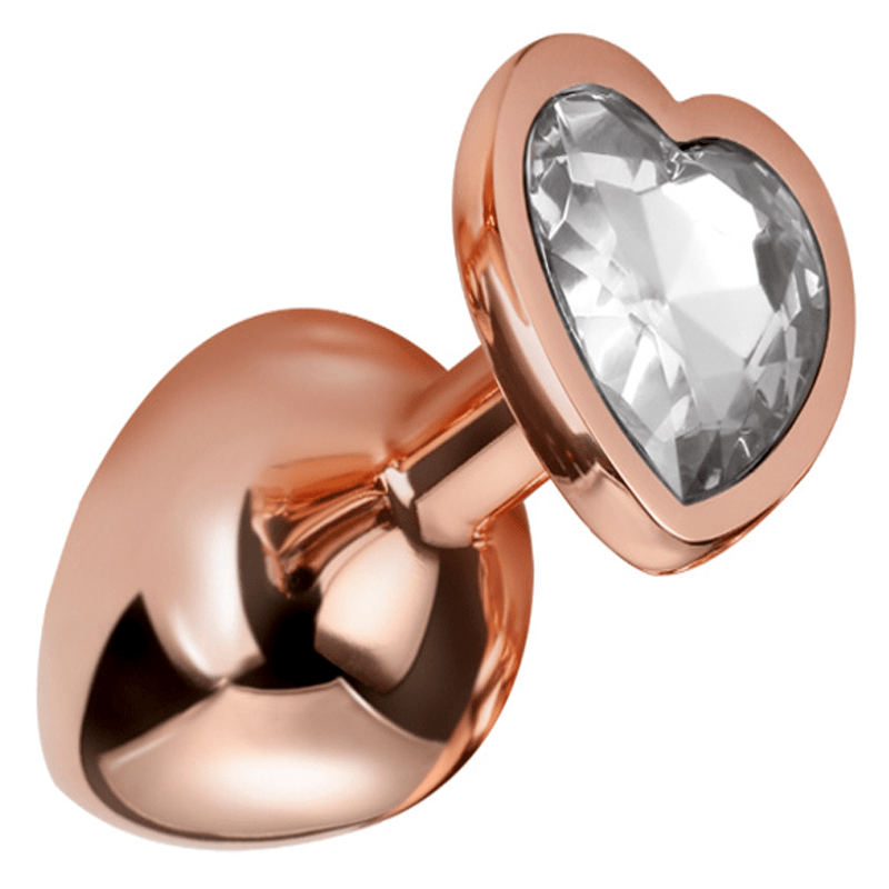 Small Rose Gold Nobu Fetish Anal Plug with Heart - Shaped Crystal