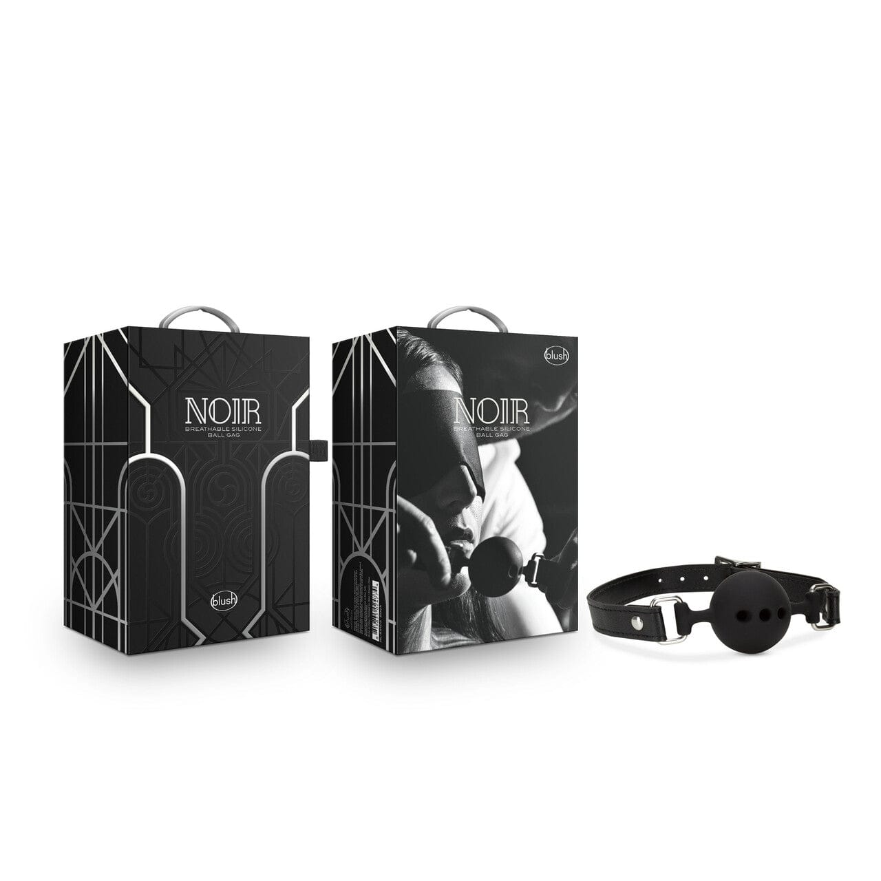 Blush Noir Breathable and Comfortable Black Silicone Ball Gag for Intense Pleasure Experiences