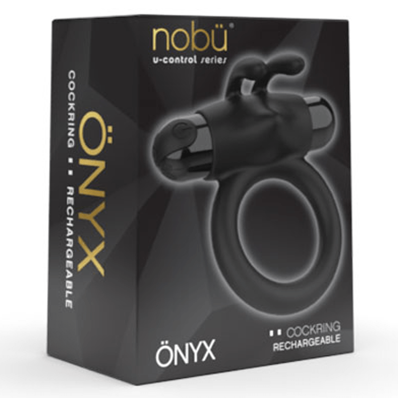 Rechargeable Vibrating Nobu Onyx Cockring for Enhanced Sensual Experience