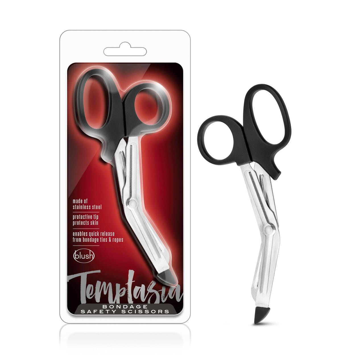 Blush Temptasia Premium Black Stainless Steel Bondage Safety Scissors for Secure and Efficient Use