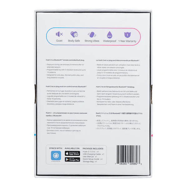 Lovense Hush 2 1.5 Bluetooth-Controlled Anal Vibrating Butt Plug