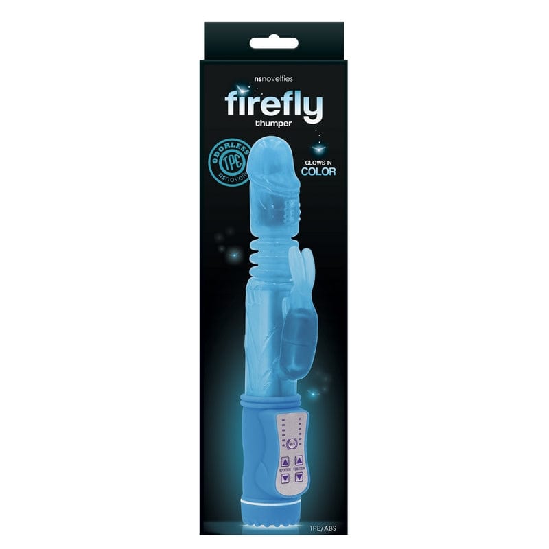 NS Novelties Blue Glow-in-the-Dark Firefly Thumper Rabbit Vibrator