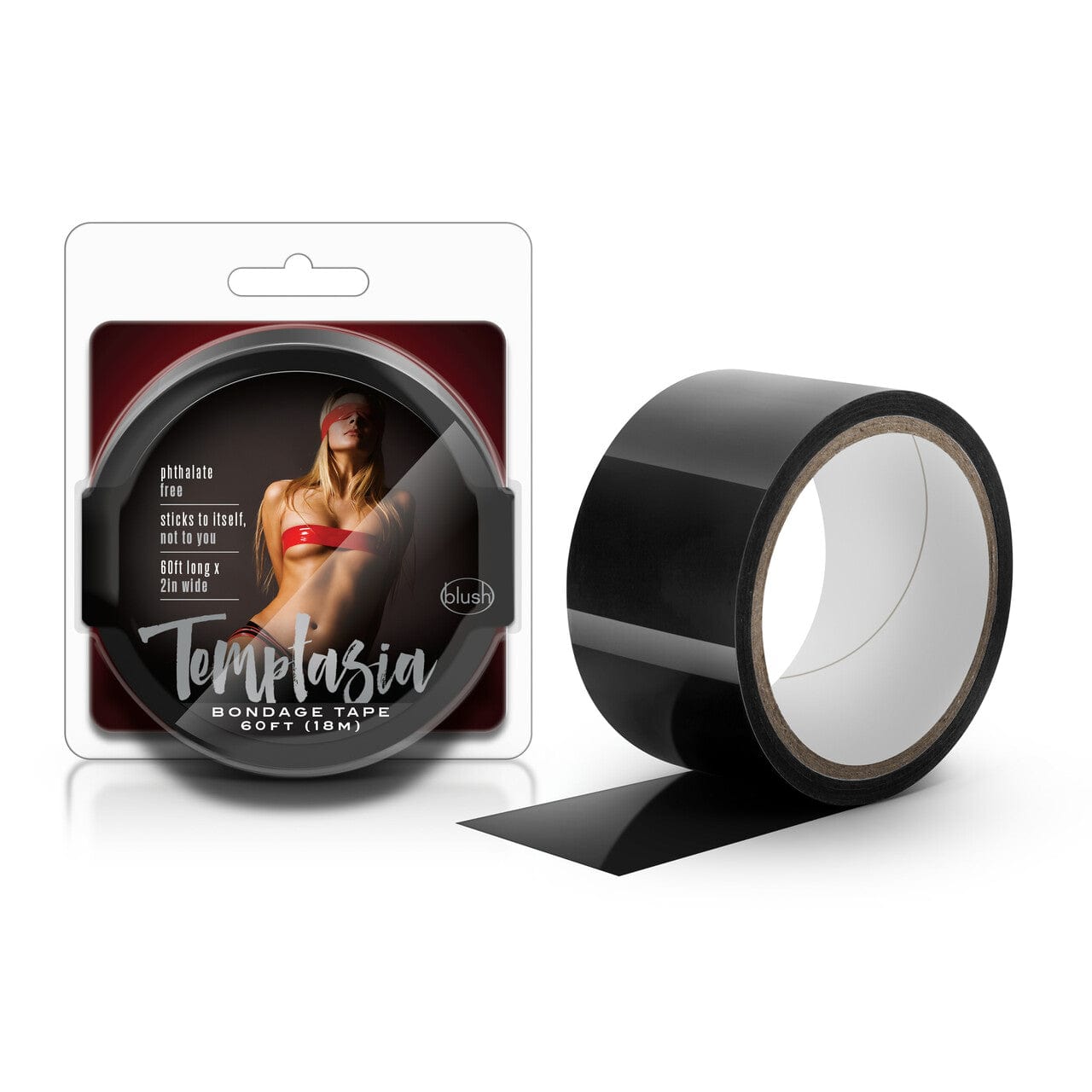 60-Foot Reusable Black PVC Blush Temptasia Bondage Tape