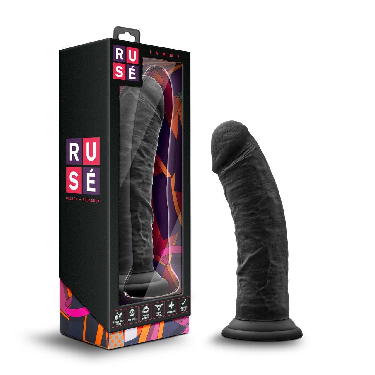Black Jammy Blush Ruse - Thick and Realistic Pleasure Dildo