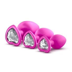 Gorgeous Pink Blush Luxe Anal Plugs Training Kit with White Gem Bling