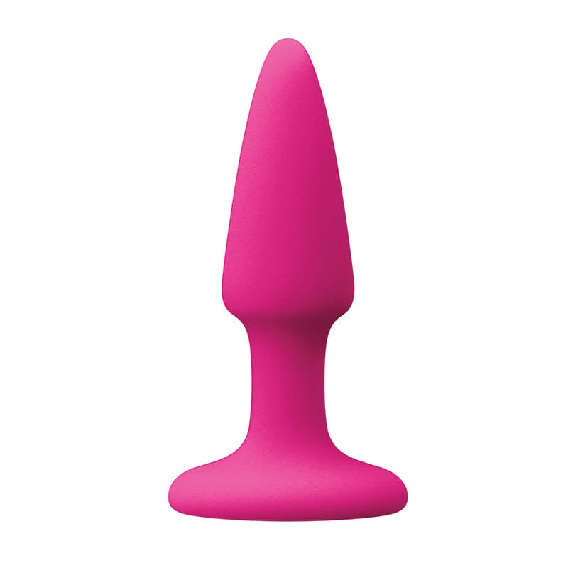 Pink NS Novelties Mini Pleasure Plug in Satin - Smooth Platinum Silicone