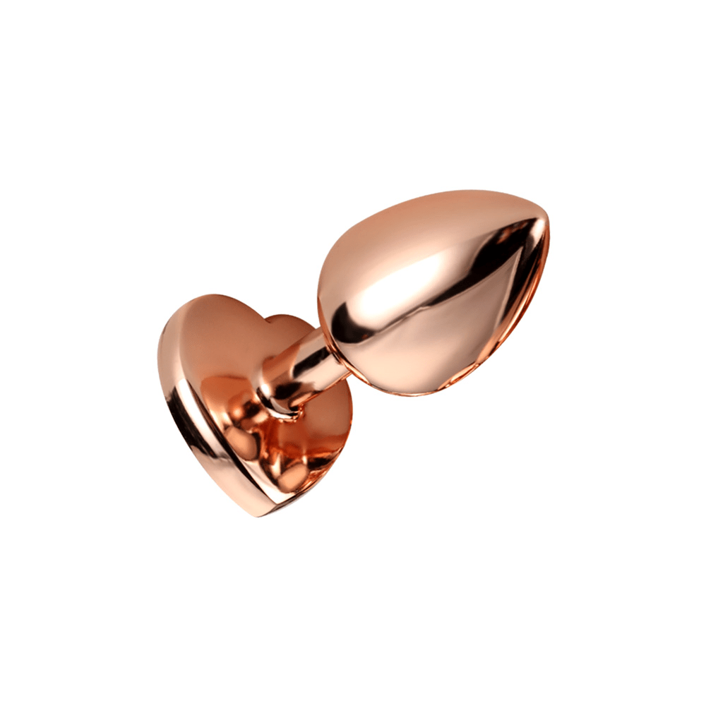 Small Rose Gold Nobu Fetish Anal Plug with Heart - Shaped Crystal