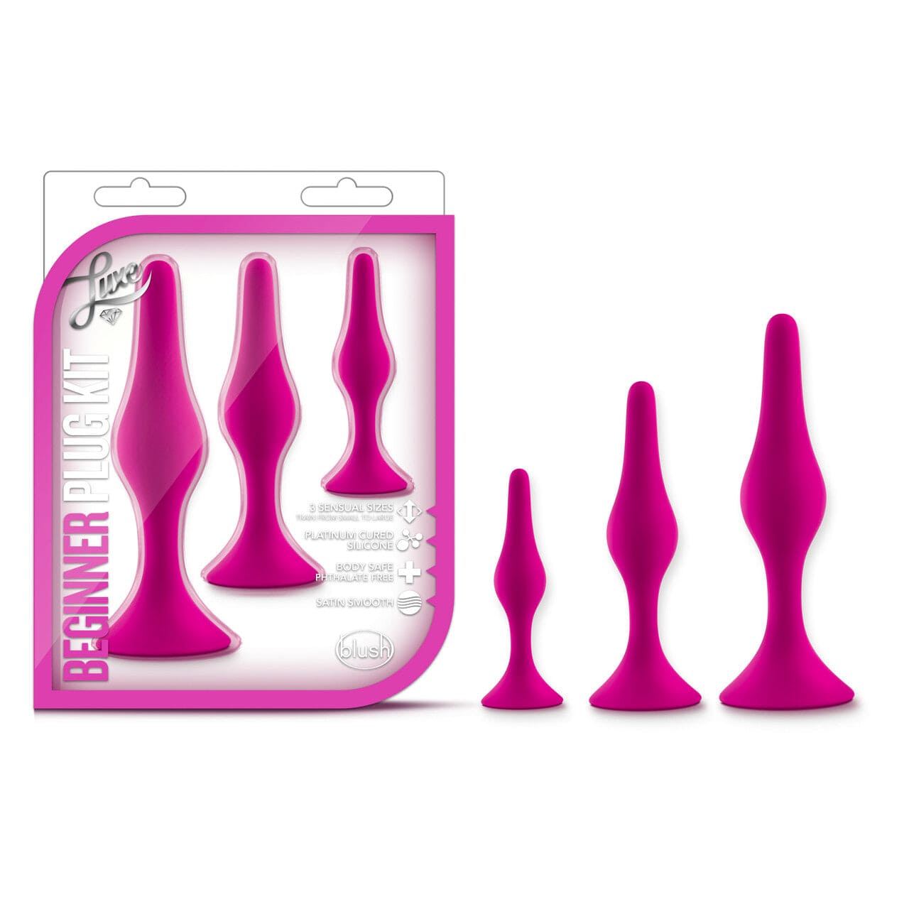 Blush Luxe Pink Premium Beginner Anal Plug Starter Kit for Safe and Enjoyable Anal Exploration