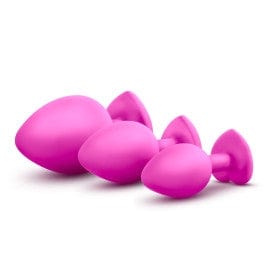Gorgeous Pink Blush Luxe Anal Plugs Training Kit with White Gem Bling