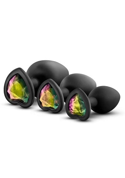 Gorgeous Blush Luxe Black Anal Training Kit with Sparkling Rainbow Gemstone Bling Plugs