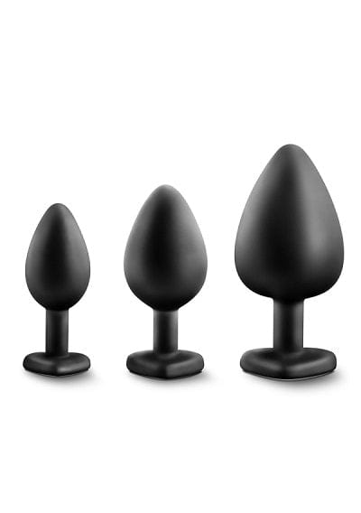 Gorgeous Blush Luxe Black Anal Training Kit with Sparkling Rainbow Gemstone Bling Plugs