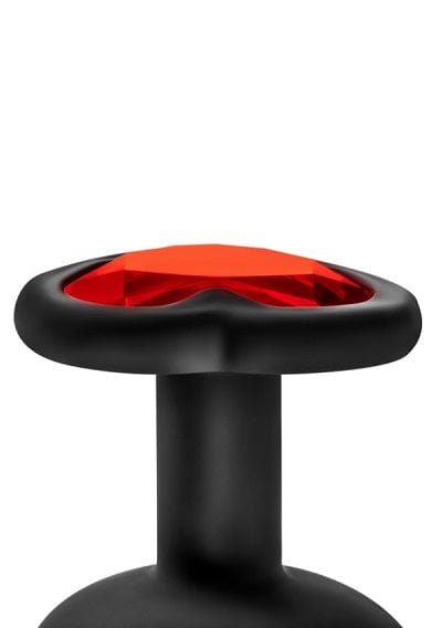 Luxurious Blush Black Anal Training Kit with Stunning Red Gemstone Bling Plugs