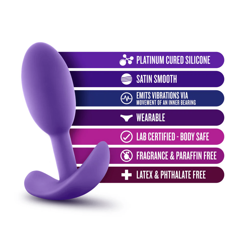 Purple Blush Luxe Wearable Slim Anal Vibrating Plug for Discreet Pleasure