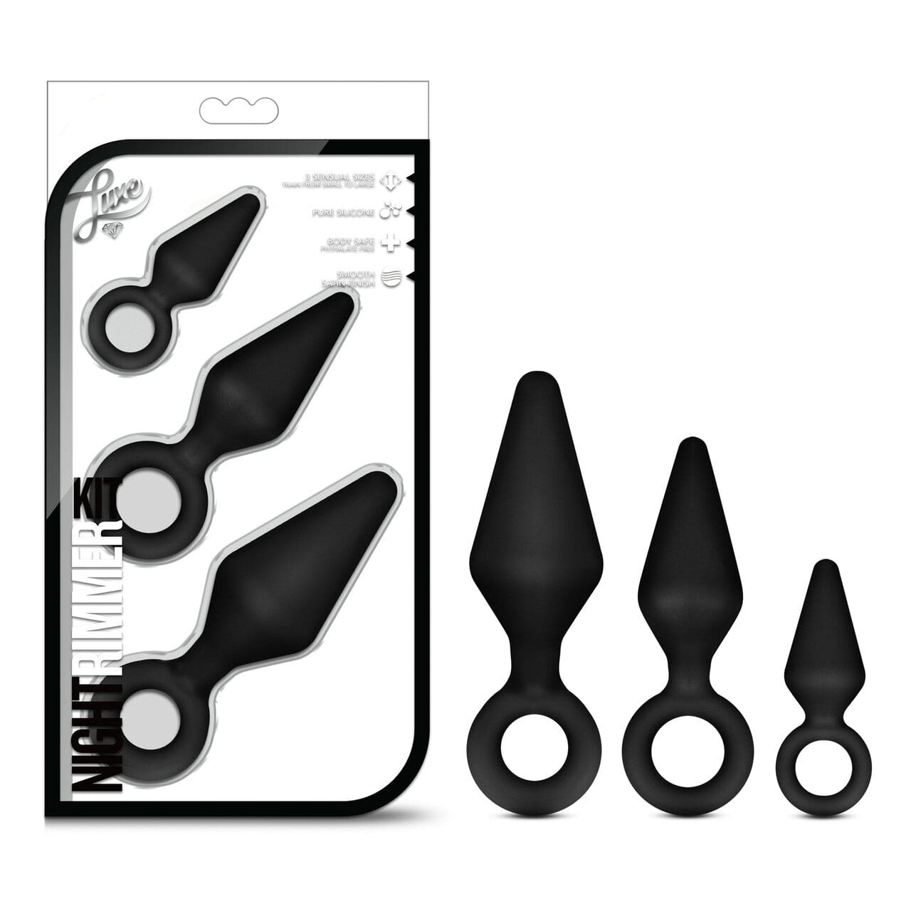 Blush Luxe Premium Black Night Anal Training Rimmer Kit for Enhanced Anal Play