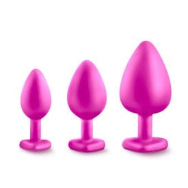Gorgeous Pink Blush Luxe Anal Plugs Training Kit with White Gem Bling