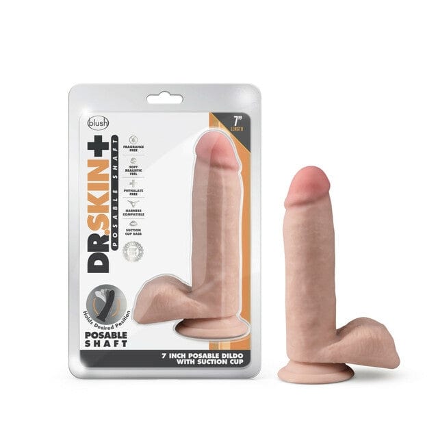 Blush Dr. Skin Plus 7-Inch Flexible and Realistic Dildo with Testicles for an Authentic Sexual Experience
