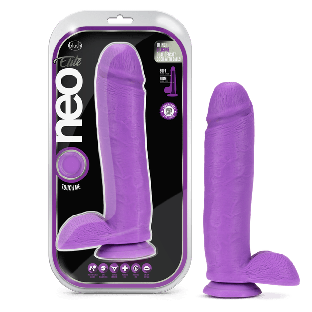 Blush Neo Elite 10-Inch Realistic Dual Density Male Genital Replica Dildo with Testicles