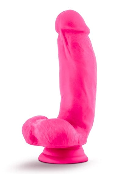 Blush Neo Elite Neon Pink 7 - Inch Silicone Dual - Density Male - Like Dildo with Testicles for Enhanced Pleasure