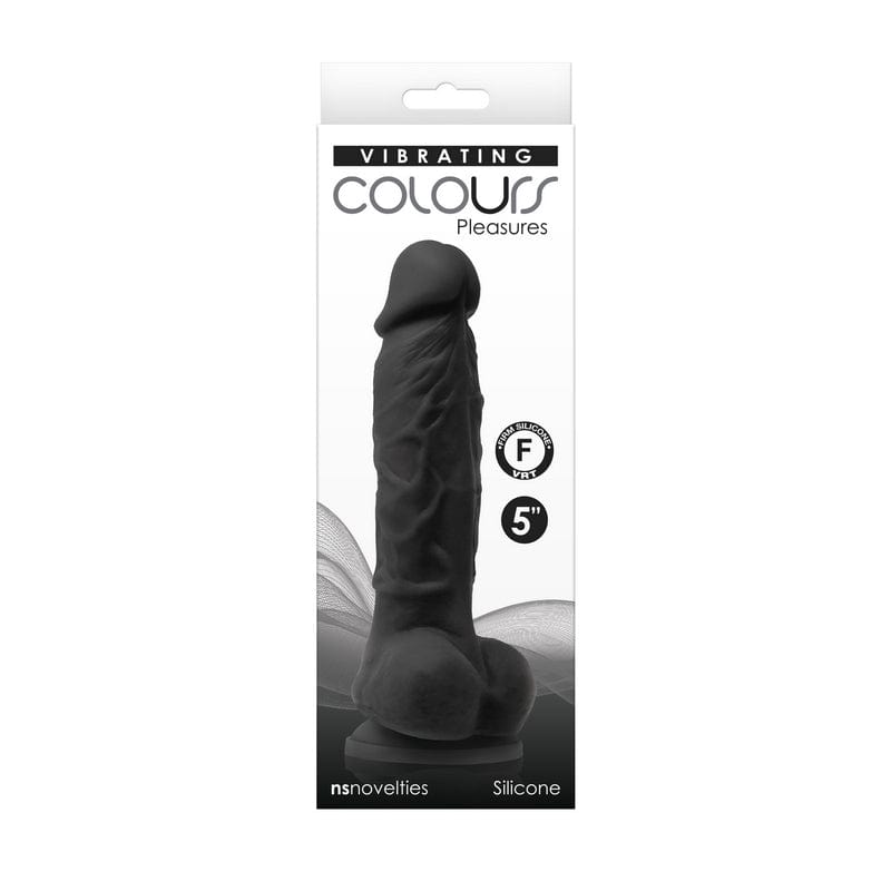 NS Novelties 5-Inch Vibrating Black Dildo with Colorful and Realistic Design