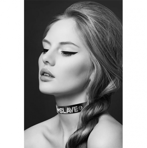 Bijoux Pour Toi Rhinestone Slave Style Bovine Leather Fashion Necklace for Women