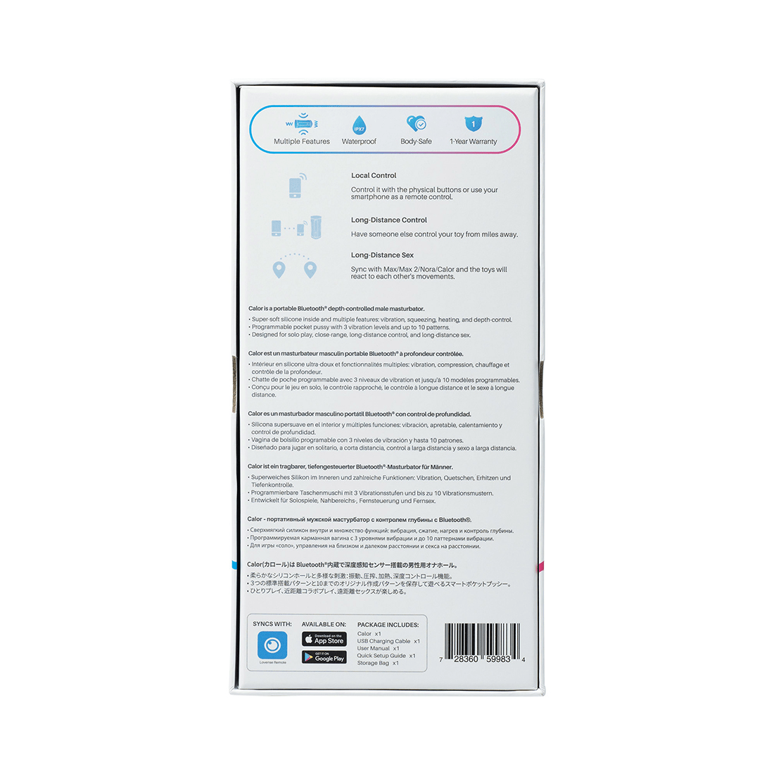 Lovense Calor Bluetooth-Enabled Male Masturbator with Depth Control and Warming Function